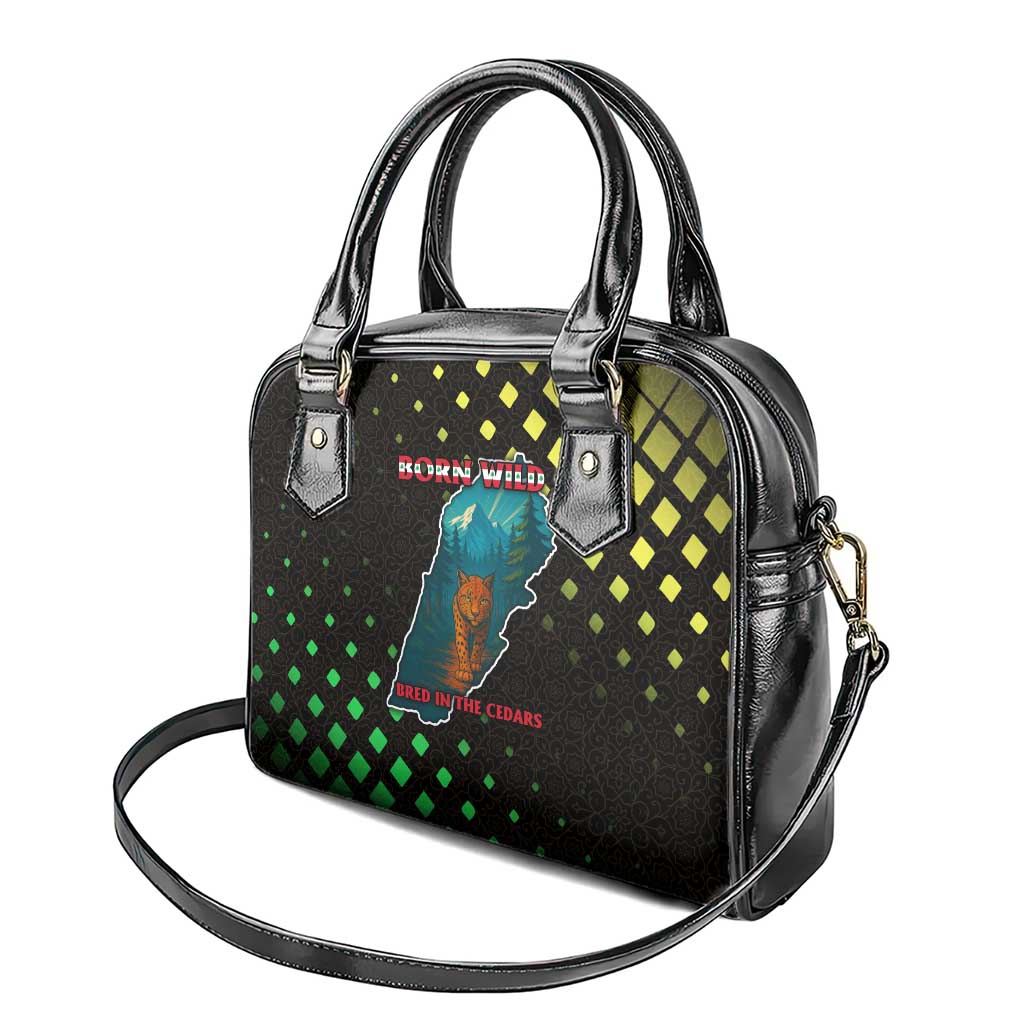 Lebanon Wild Cedar Forest Shoulder Handbag with Leopard and National Map Design TS04