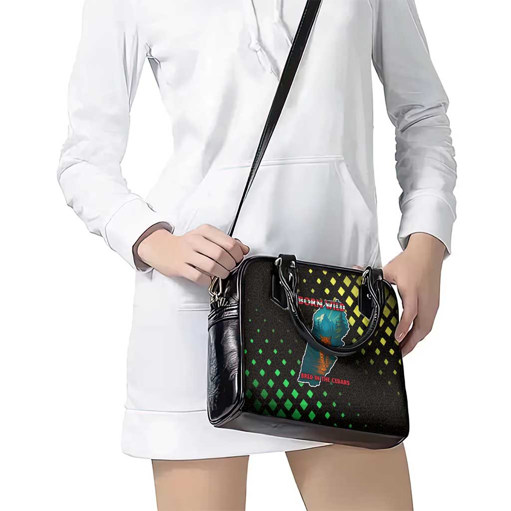 Lebanon Wild Cedar Forest Shoulder Handbag with Leopard and National Map Design TS04