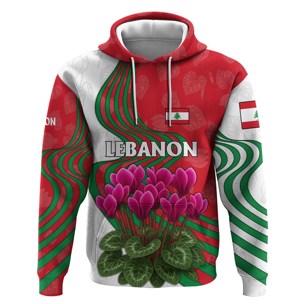 Lebanon Cyclamen Flower Hoodie with Patriotic Colors and Inspirational Quote TS04