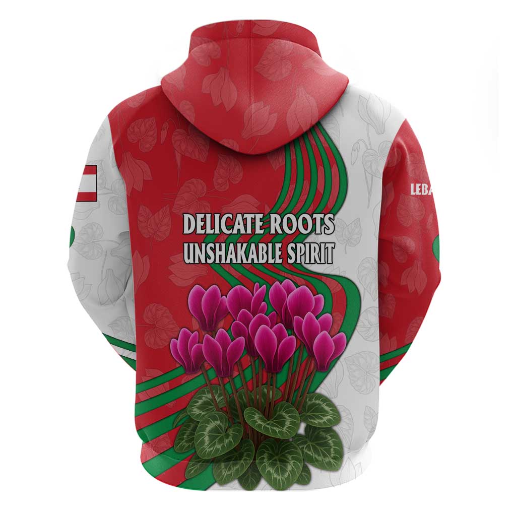 Lebanon Cyclamen Flower Hoodie with Patriotic Colors and Inspirational Quote TS04