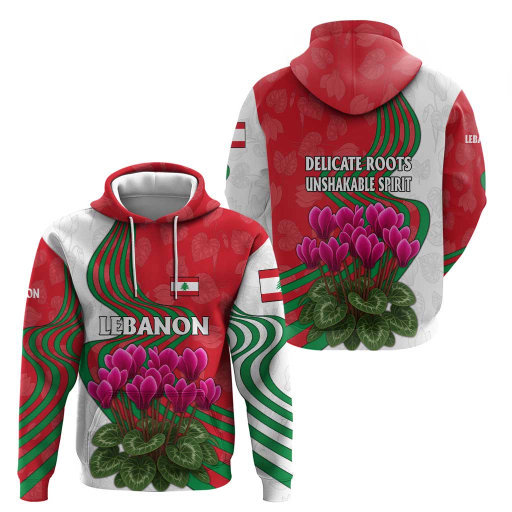 Lebanon Cyclamen Flower Hoodie with Patriotic Colors and Inspirational Quote TS04