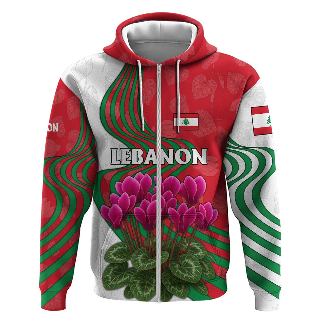 Lebanon Cyclamen Flower Hoodie with Patriotic Colors and Inspirational Quote TS04