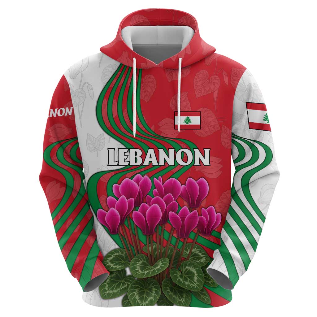 Lebanon Cyclamen Flower Hoodie with Patriotic Colors and Inspirational Quote TS04