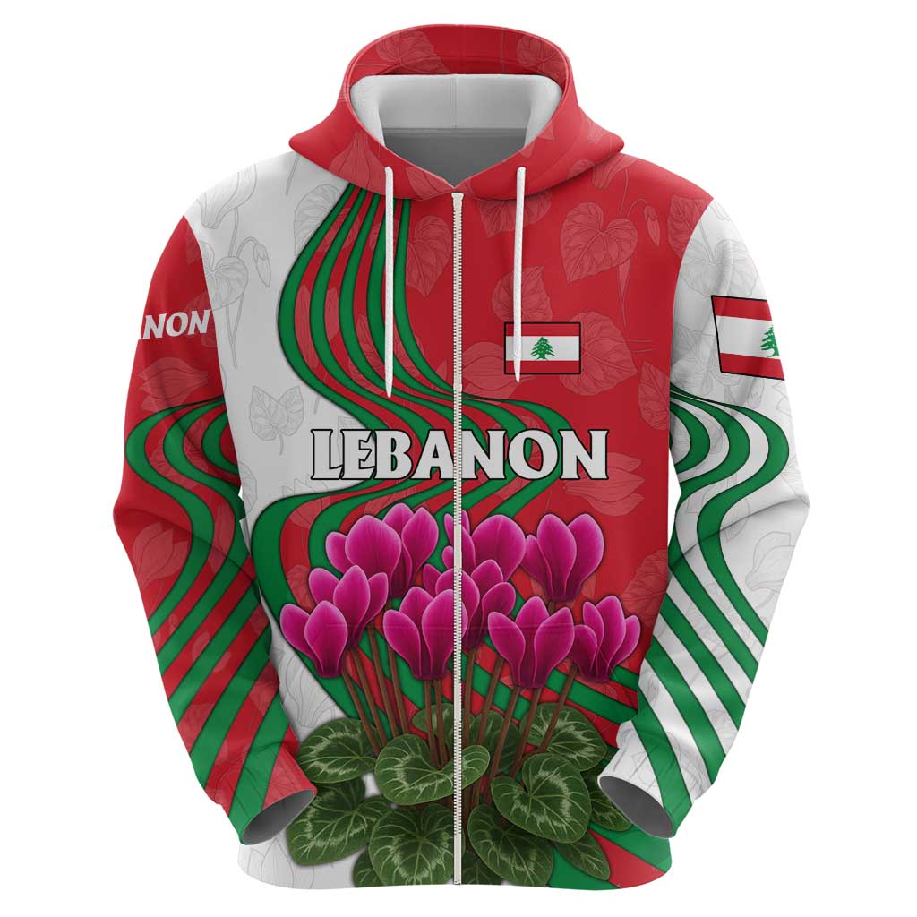 Lebanon Cyclamen Flower Hoodie with Patriotic Colors and Inspirational Quote TS04