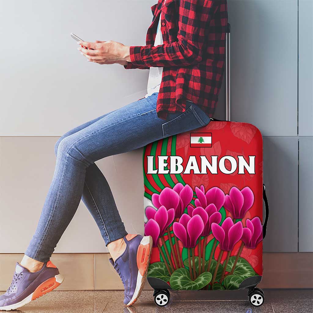 Lebanon Cyclamen Flower Luggage Cover with Patriotic Colors and Inspirational Quote TS04