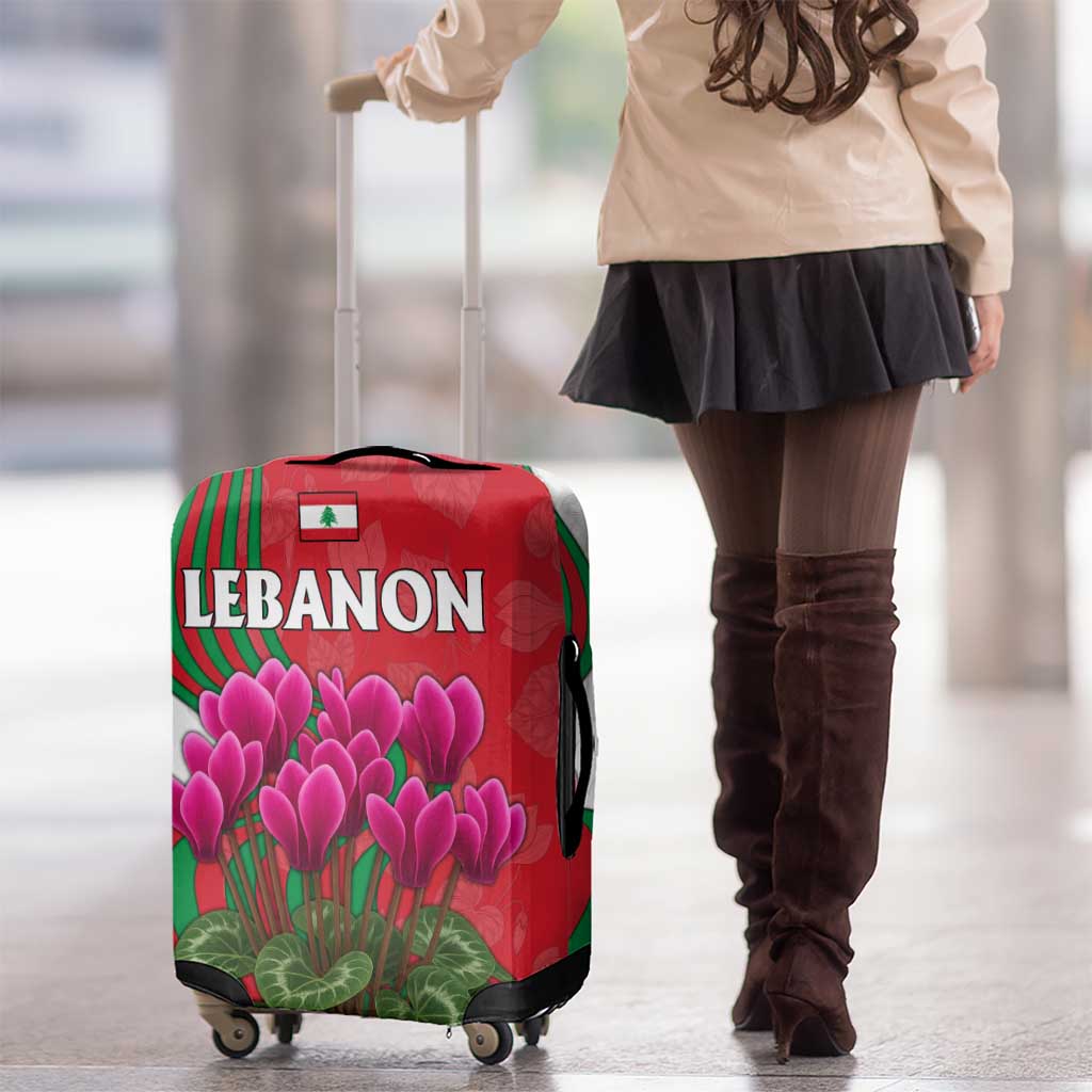 Lebanon Cyclamen Flower Luggage Cover with Patriotic Colors and Inspirational Quote TS04
