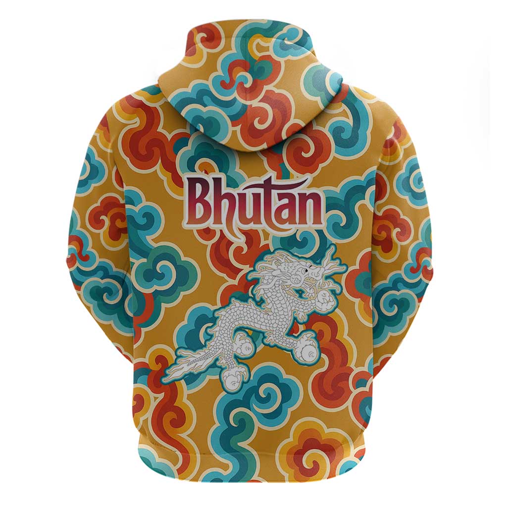 Bhutan Dragon Hoodie with Traditional Cloud Motif in Vibrant Himalayan Colors TS04
