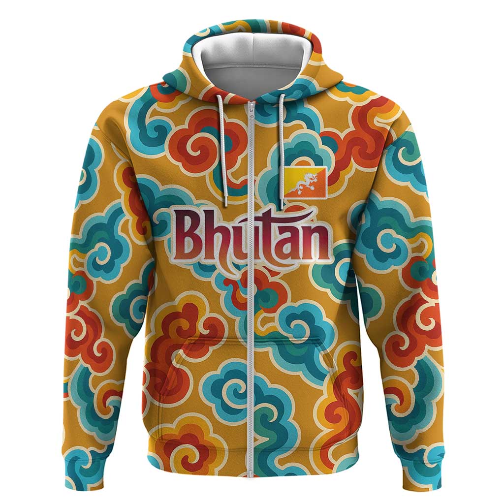 Bhutan Dragon Hoodie with Traditional Cloud Motif in Vibrant Himalayan Colors TS04