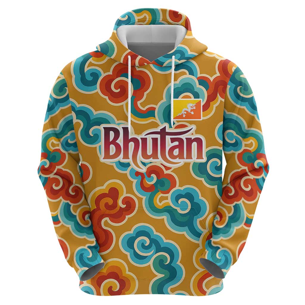 Bhutan Dragon Hoodie with Traditional Cloud Motif in Vibrant Himalayan Colors TS04