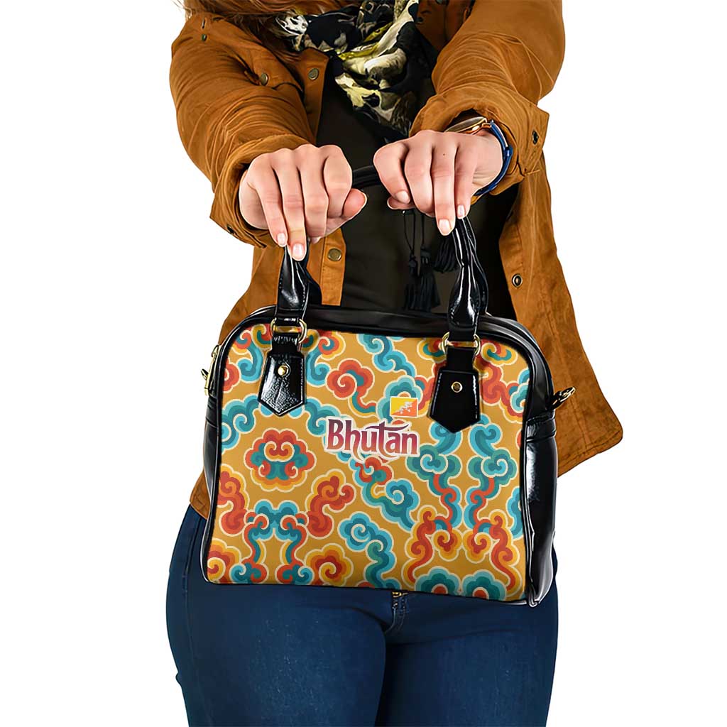 Bhutan Dragon Shoulder Handbag with Traditional Cloud Motif in Vibrant Himalayan Colors TS04