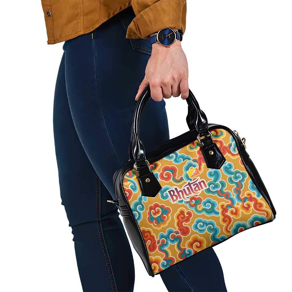 Bhutan Dragon Shoulder Handbag with Traditional Cloud Motif in Vibrant Himalayan Colors TS04