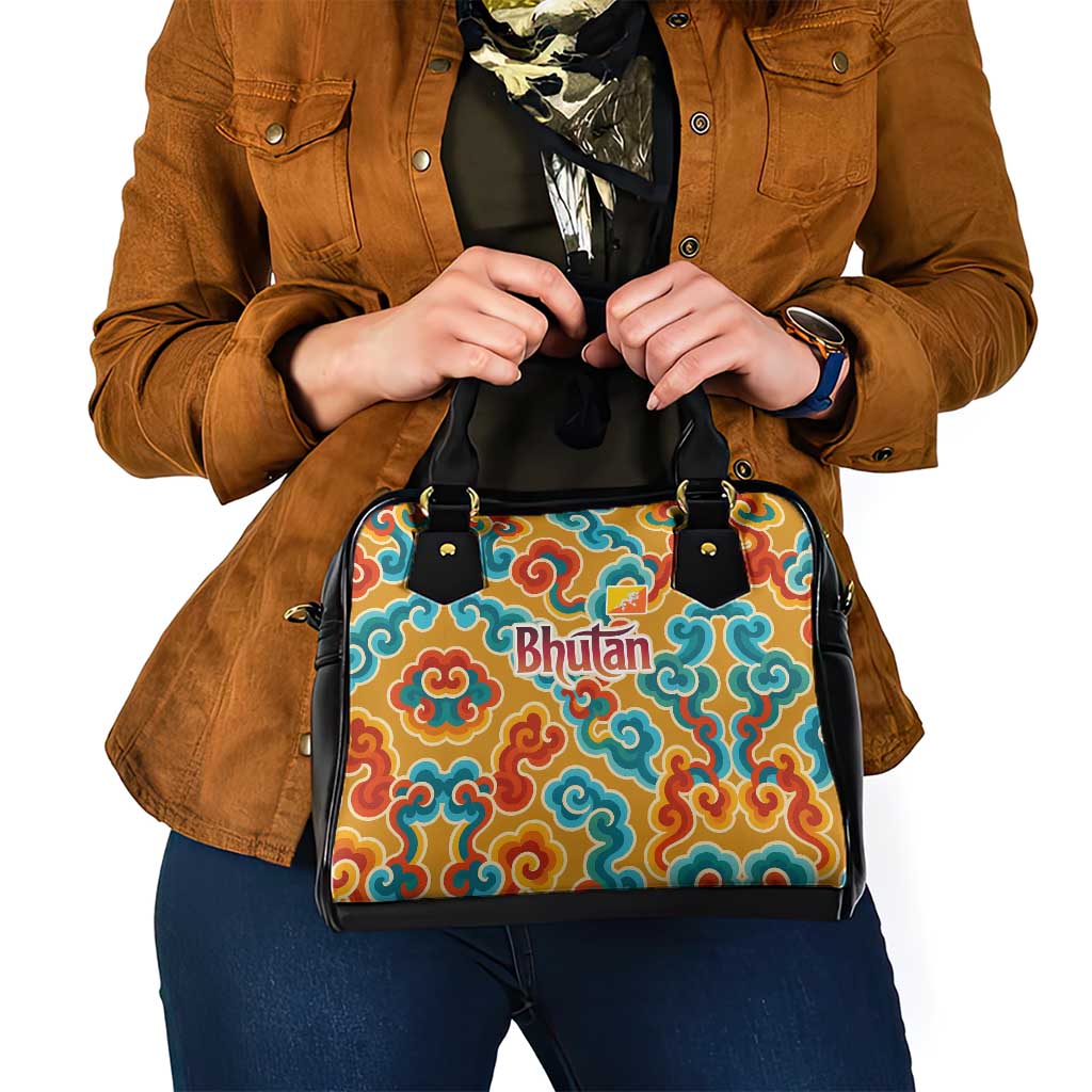 Bhutan Dragon Shoulder Handbag with Traditional Cloud Motif in Vibrant Himalayan Colors TS04