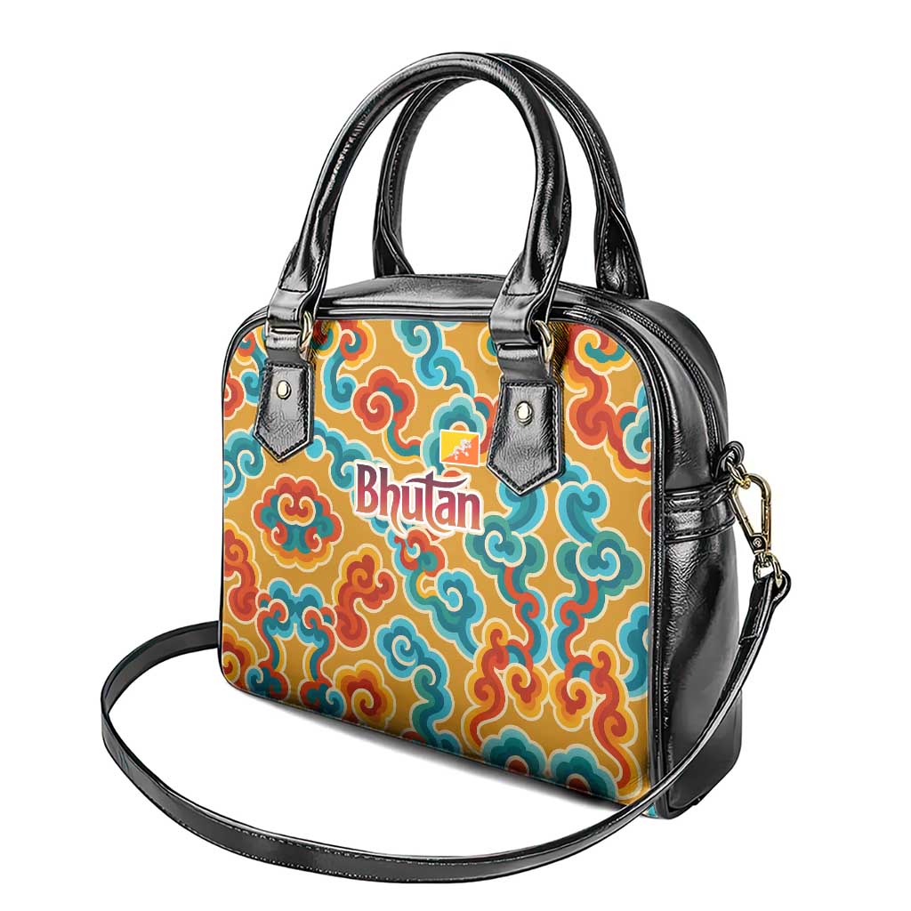 Bhutan Dragon Shoulder Handbag with Traditional Cloud Motif in Vibrant Himalayan Colors TS04