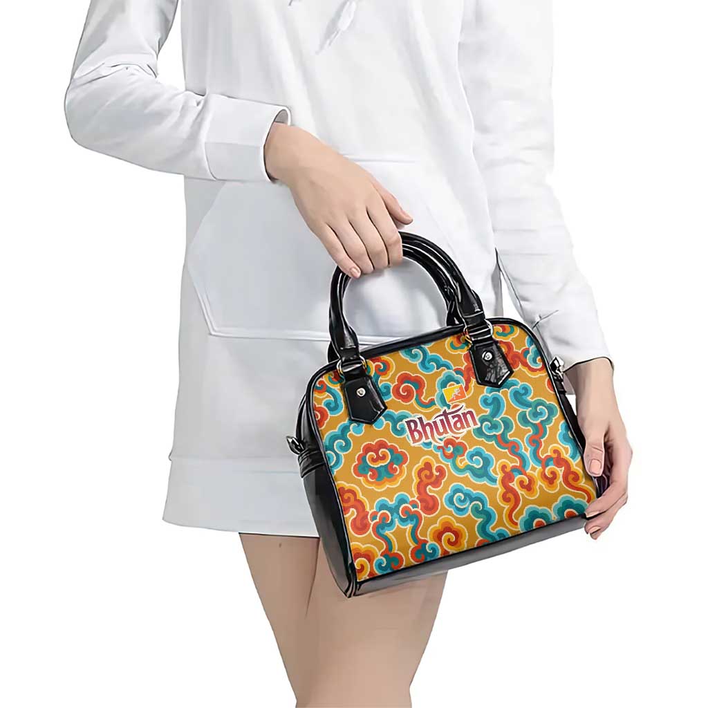 Bhutan Dragon Shoulder Handbag with Traditional Cloud Motif in Vibrant Himalayan Colors TS04