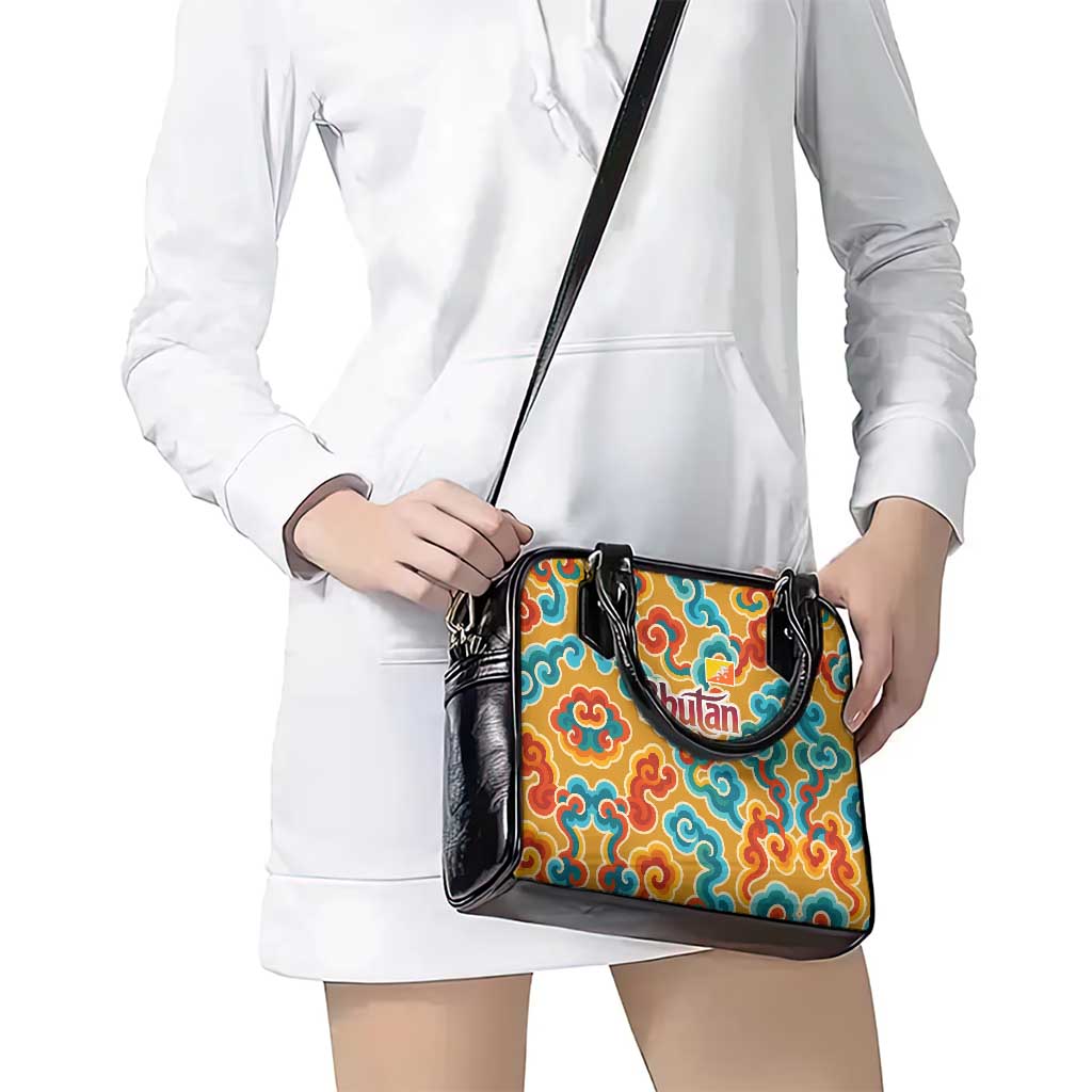 Bhutan Dragon Shoulder Handbag with Traditional Cloud Motif in Vibrant Himalayan Colors TS04