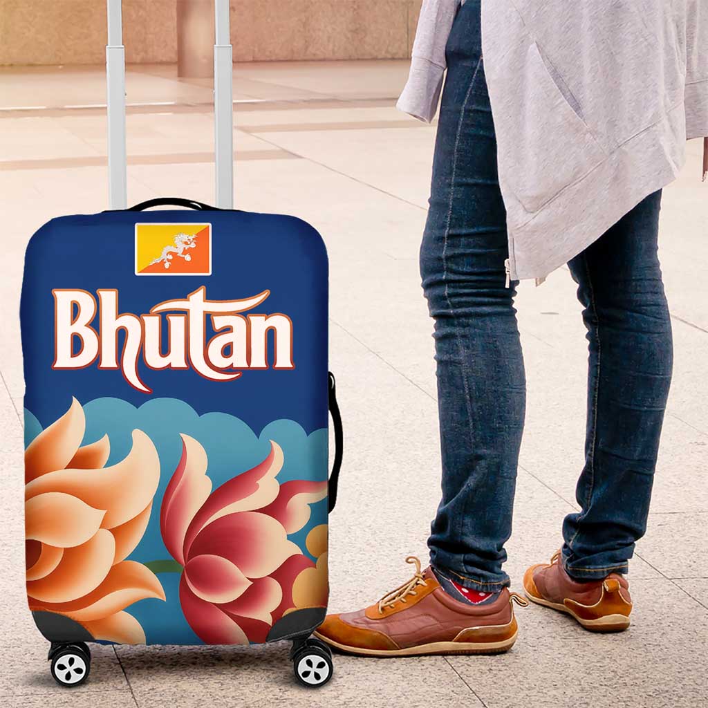 Bhutan Lotus Blossom Luggage Cover with White Dragon and Sacred Cloud Harmony TS04