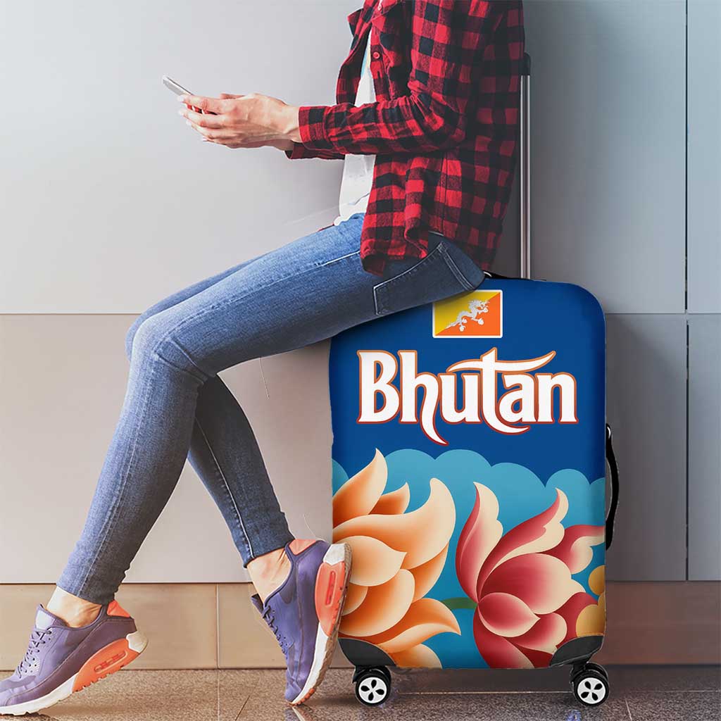 Bhutan Lotus Blossom Luggage Cover with White Dragon and Sacred Cloud Harmony TS04