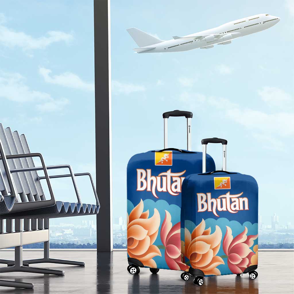 Bhutan Lotus Blossom Luggage Cover with White Dragon and Sacred Cloud Harmony TS04