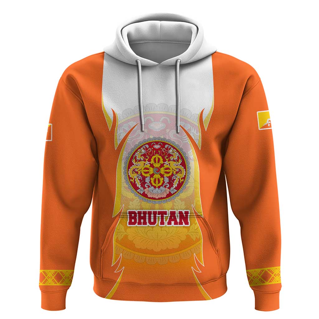 Bhutan Mandala Emblem Hoodie with Monastic Orange and Spiritual Harmony TS04