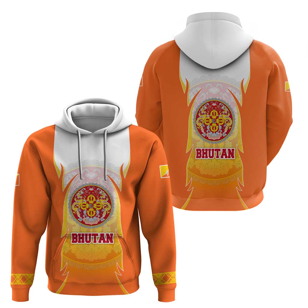 Bhutan Mandala Emblem Hoodie with Monastic Orange and Spiritual Harmony TS04