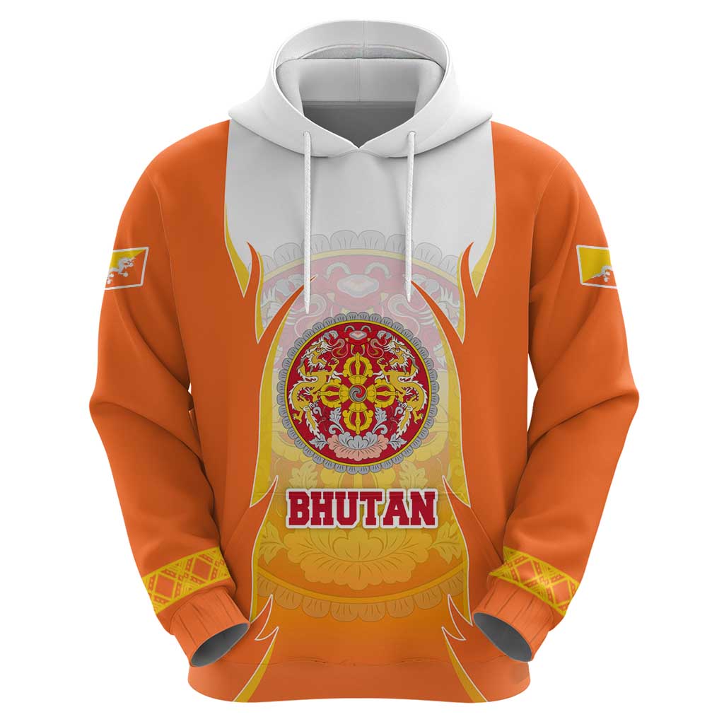 Bhutan Mandala Emblem Hoodie with Monastic Orange and Spiritual Harmony TS04
