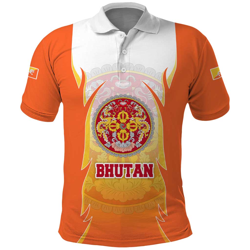 Bhutan Mandala Emblem Polo Shirt with Monastic Orange and Spiritual Harmony TS04