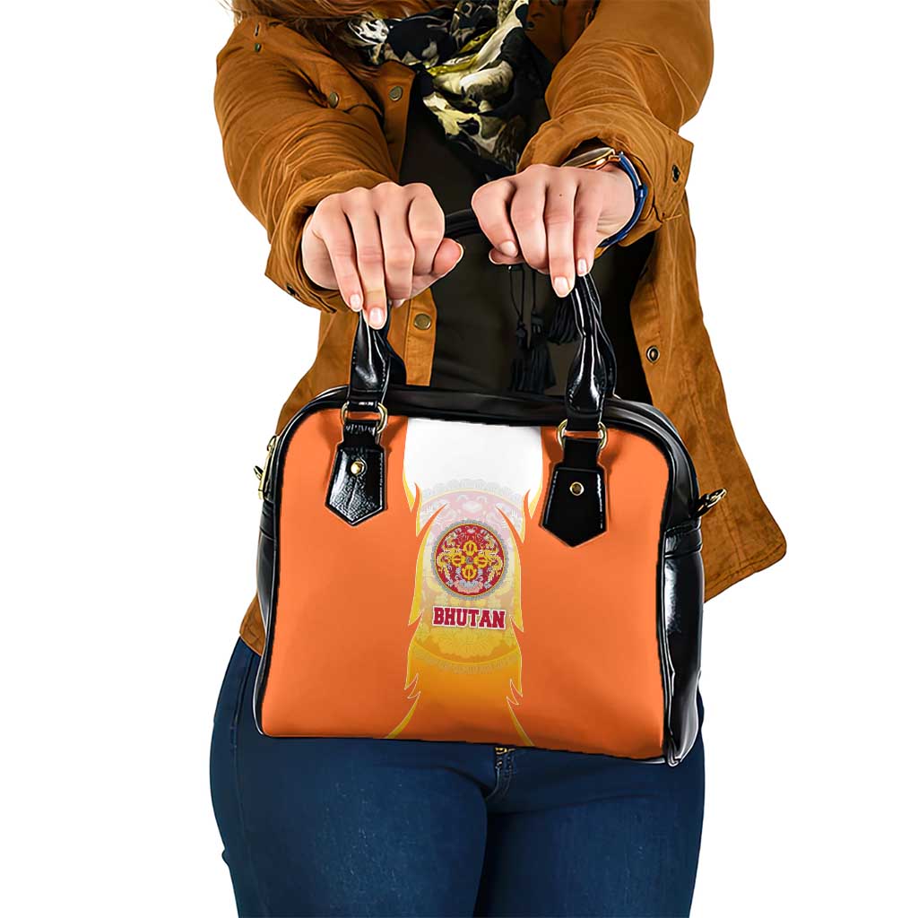 Bhutan Mandala Emblem Shoulder Handbag with Monastic Orange and Spiritual Harmony TS04