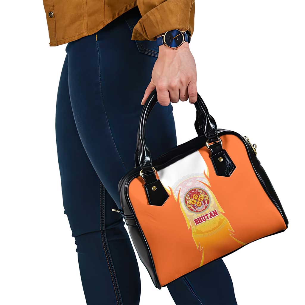 Bhutan Mandala Emblem Shoulder Handbag with Monastic Orange and Spiritual Harmony TS04
