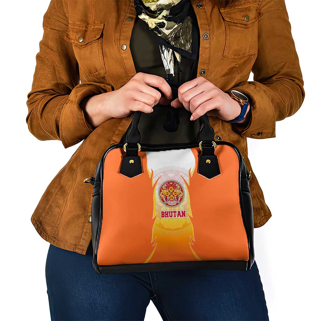 Bhutan Mandala Emblem Shoulder Handbag with Monastic Orange and Spiritual Harmony TS04