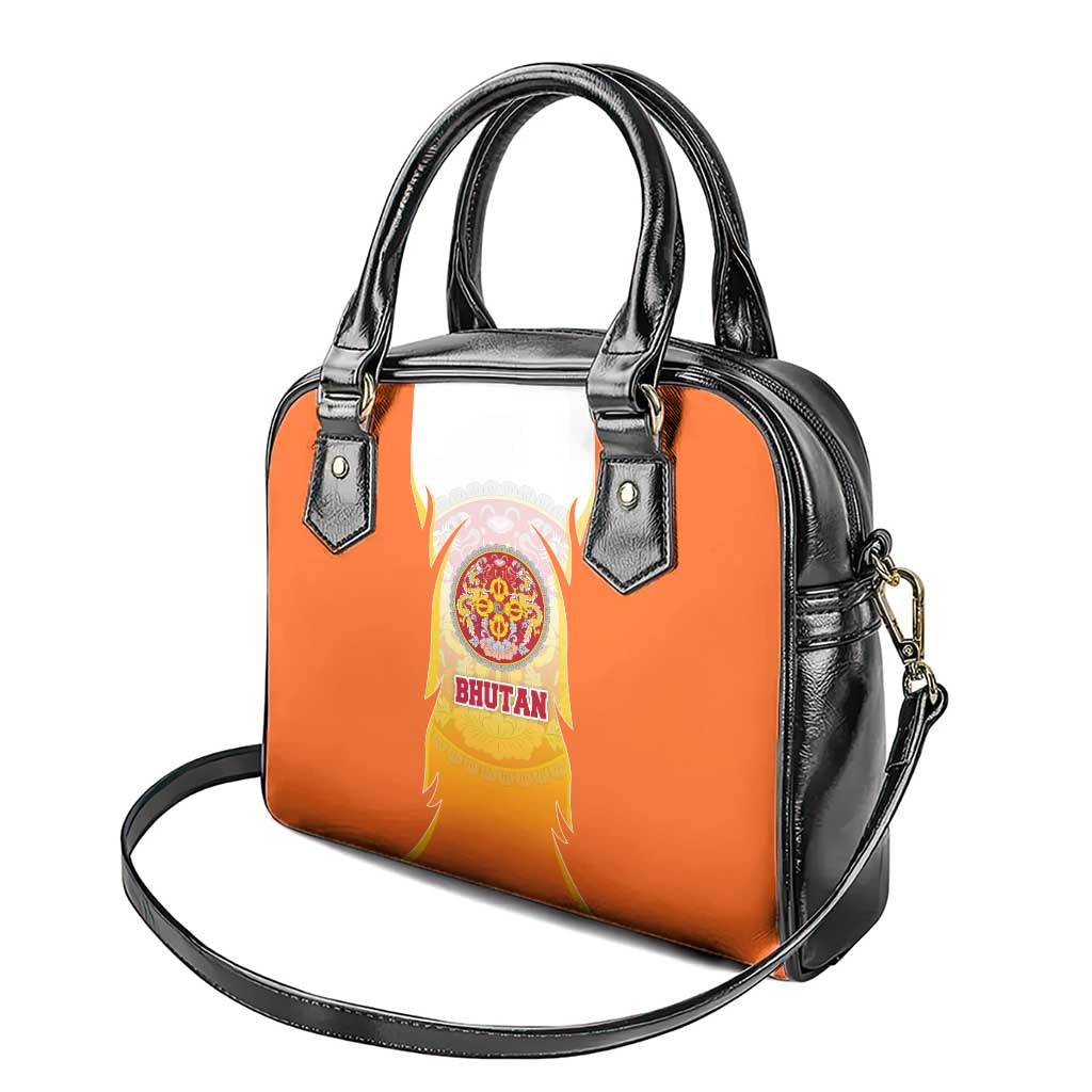 Bhutan Mandala Emblem Shoulder Handbag with Monastic Orange and Spiritual Harmony TS04