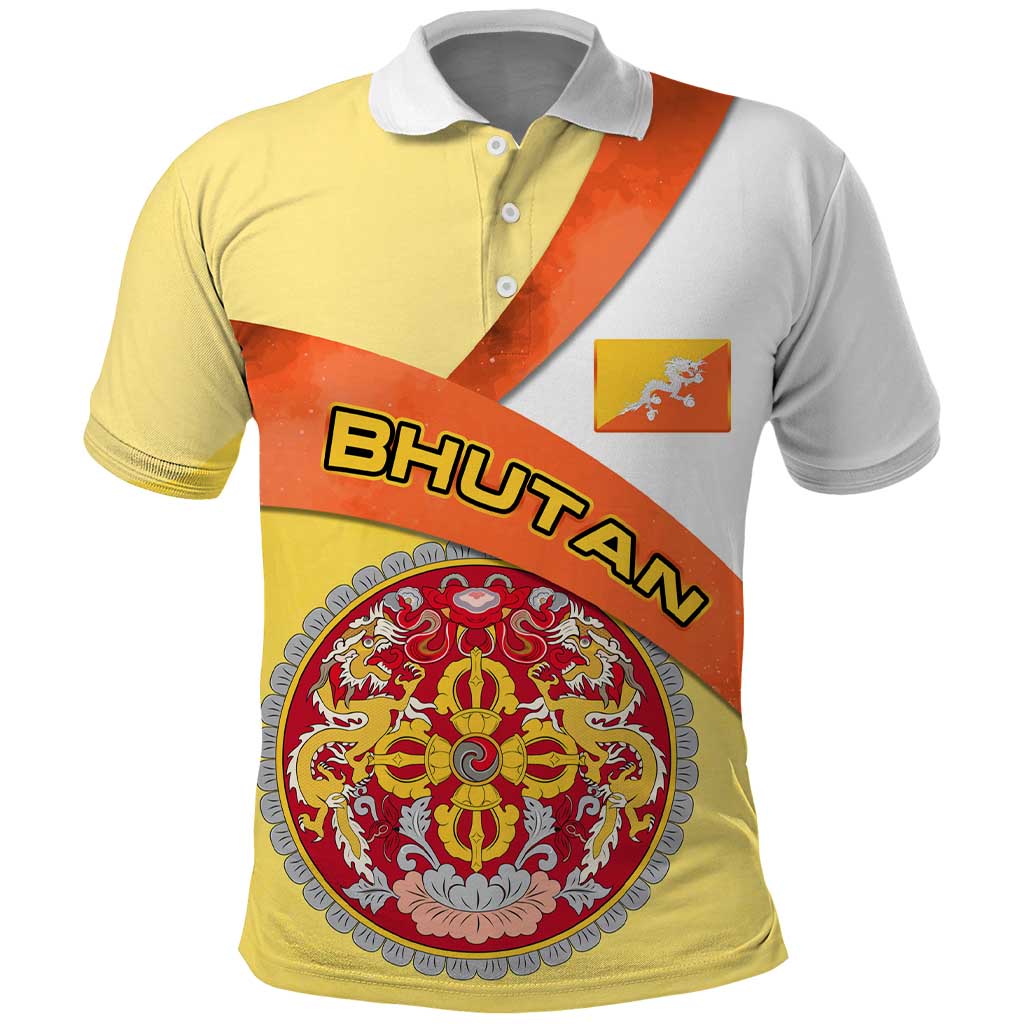 Bhutan Mandala Heritage Polo Shirt with National Flag Colors TS04