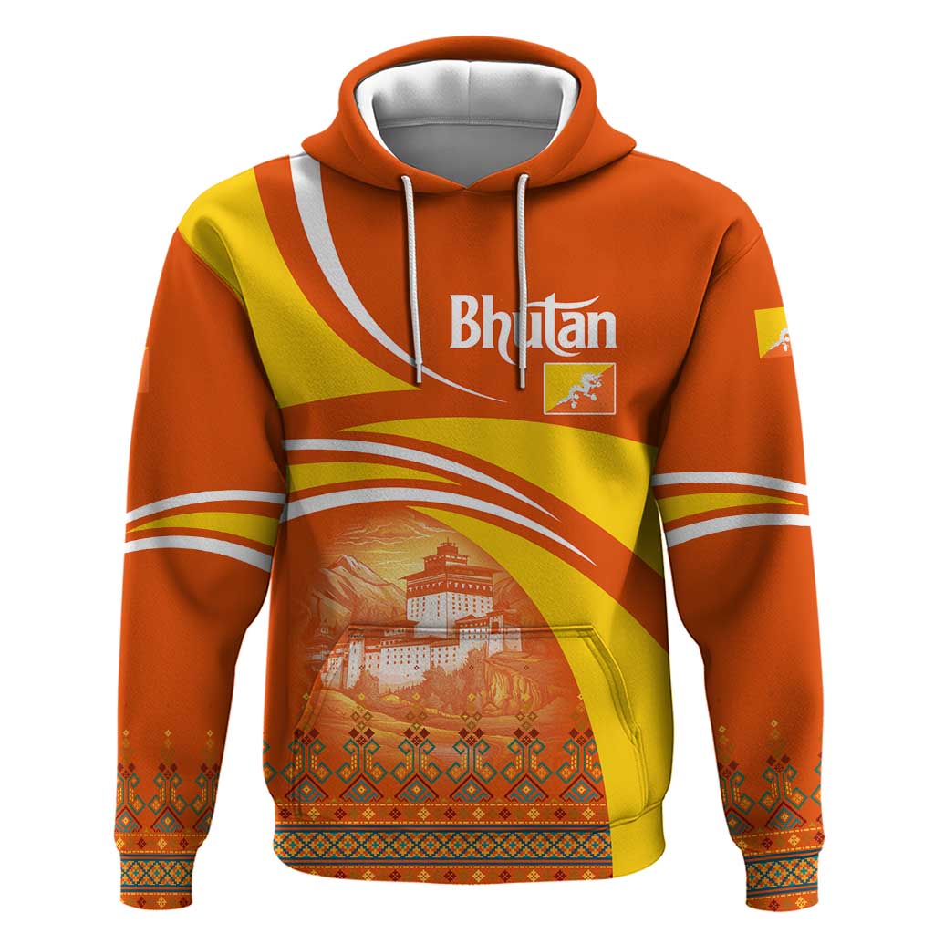 Bhutan Heritage Hoodie with Paro Monastery and Druk Dragon TS04