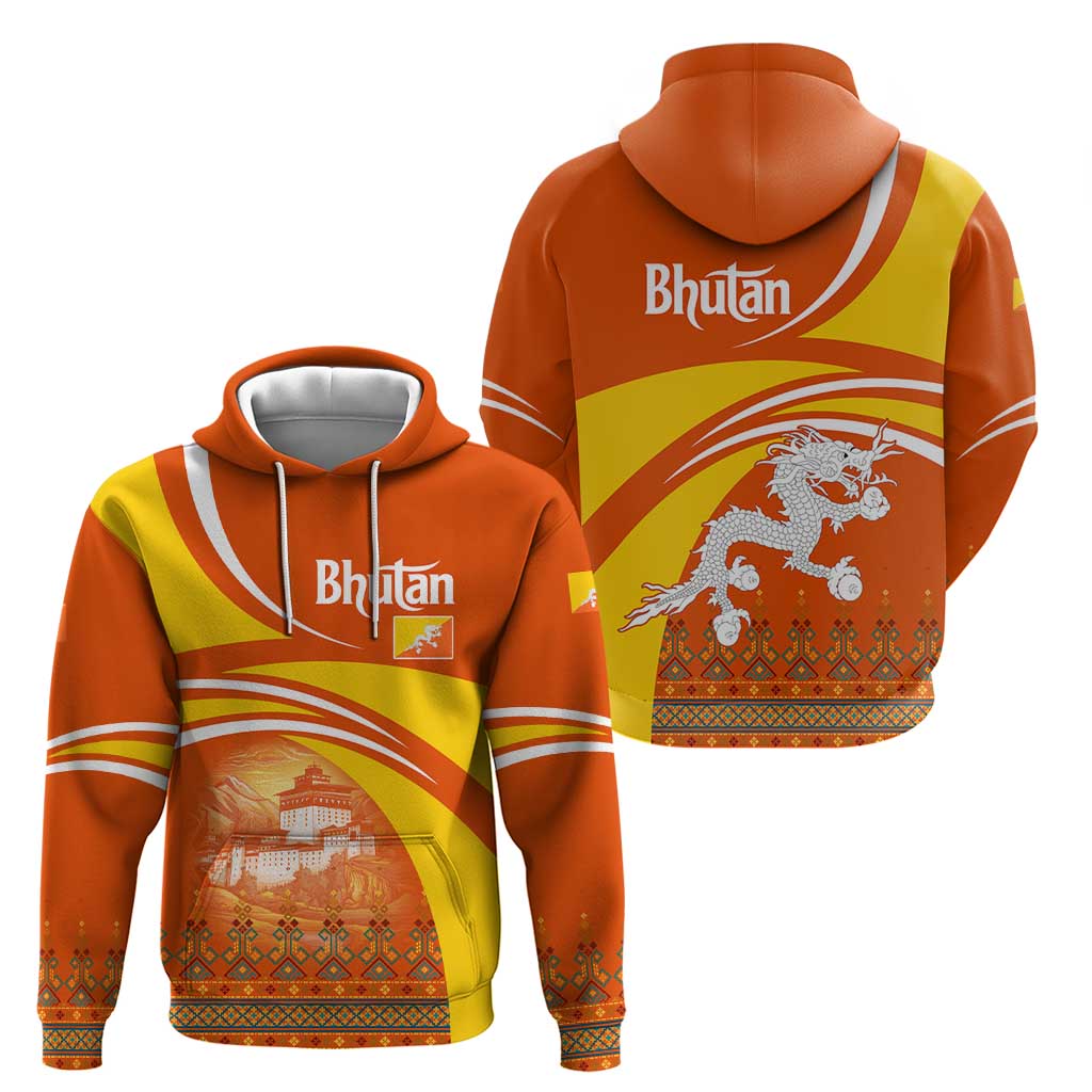 Bhutan Heritage Hoodie with Paro Monastery and Druk Dragon TS04