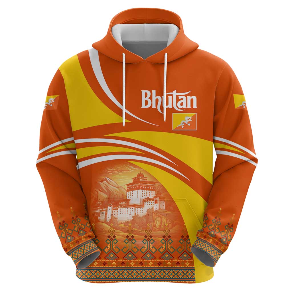 Bhutan Heritage Hoodie with Paro Monastery and Druk Dragon TS04
