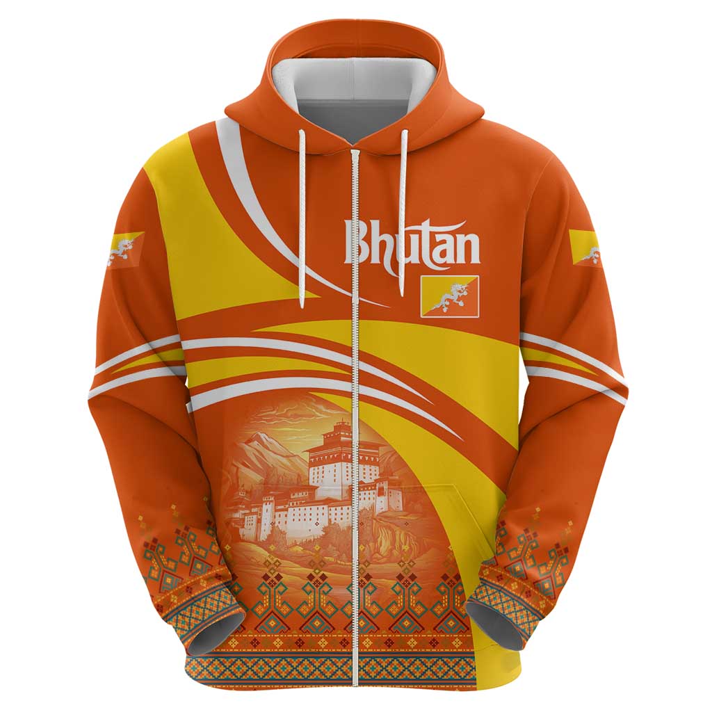 Bhutan Heritage Hoodie with Paro Monastery and Druk Dragon TS04