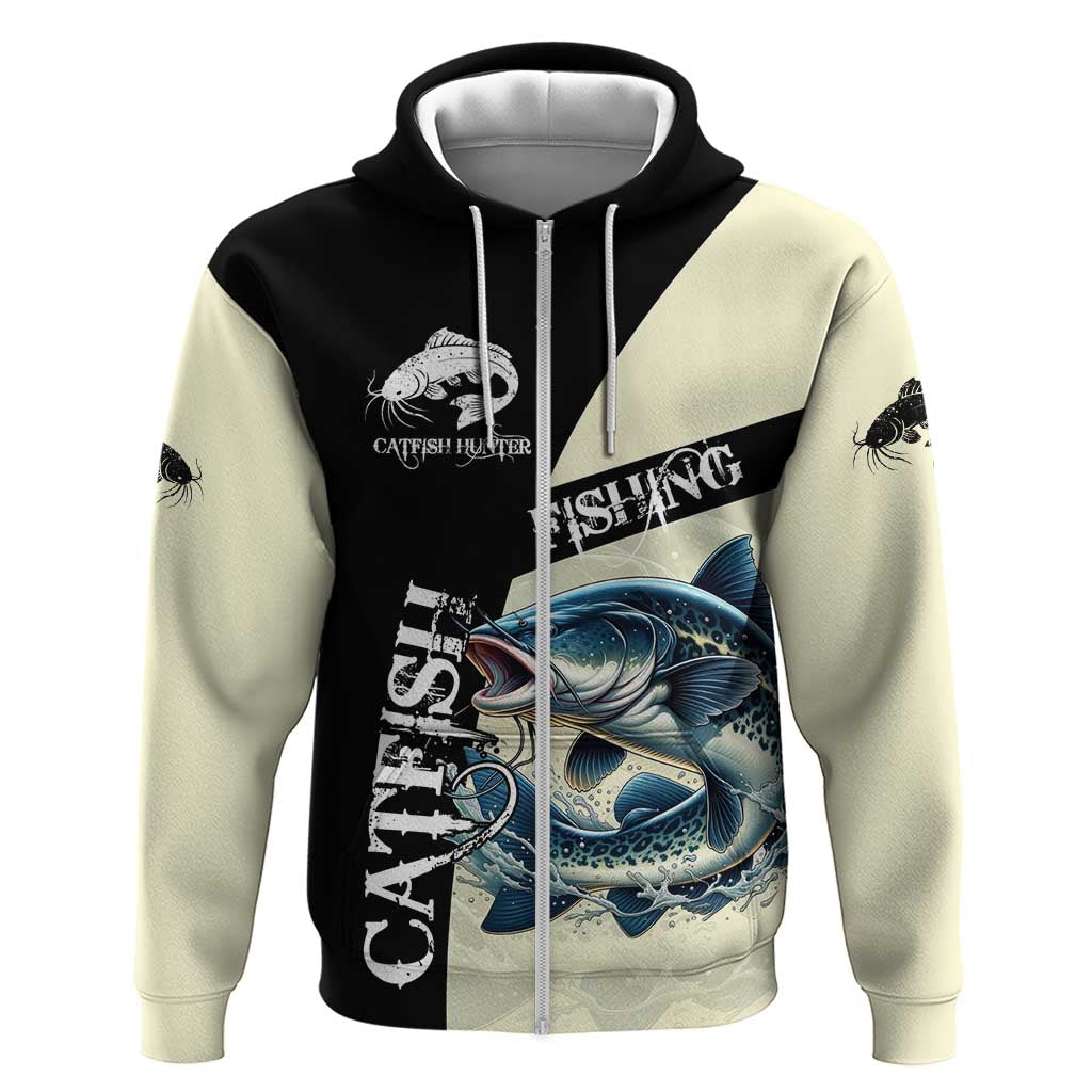 Catfish Fishing Customize Name Hoodie Splash Effect and Black Cream Split Design TS04