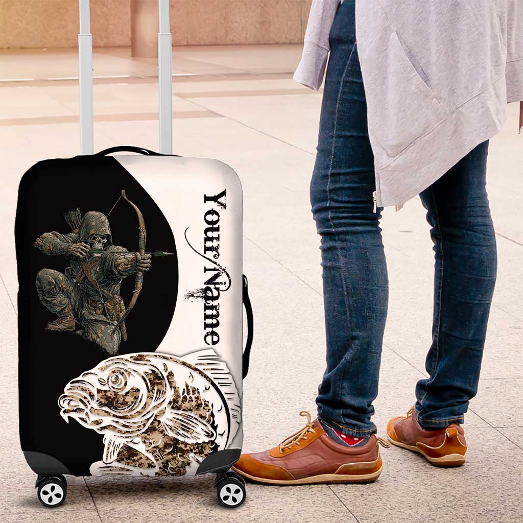 Carp Hunter Bowfishing Customize Name Luggage Cover Camouflage Archer Graphic and Black White Split Layout TS04