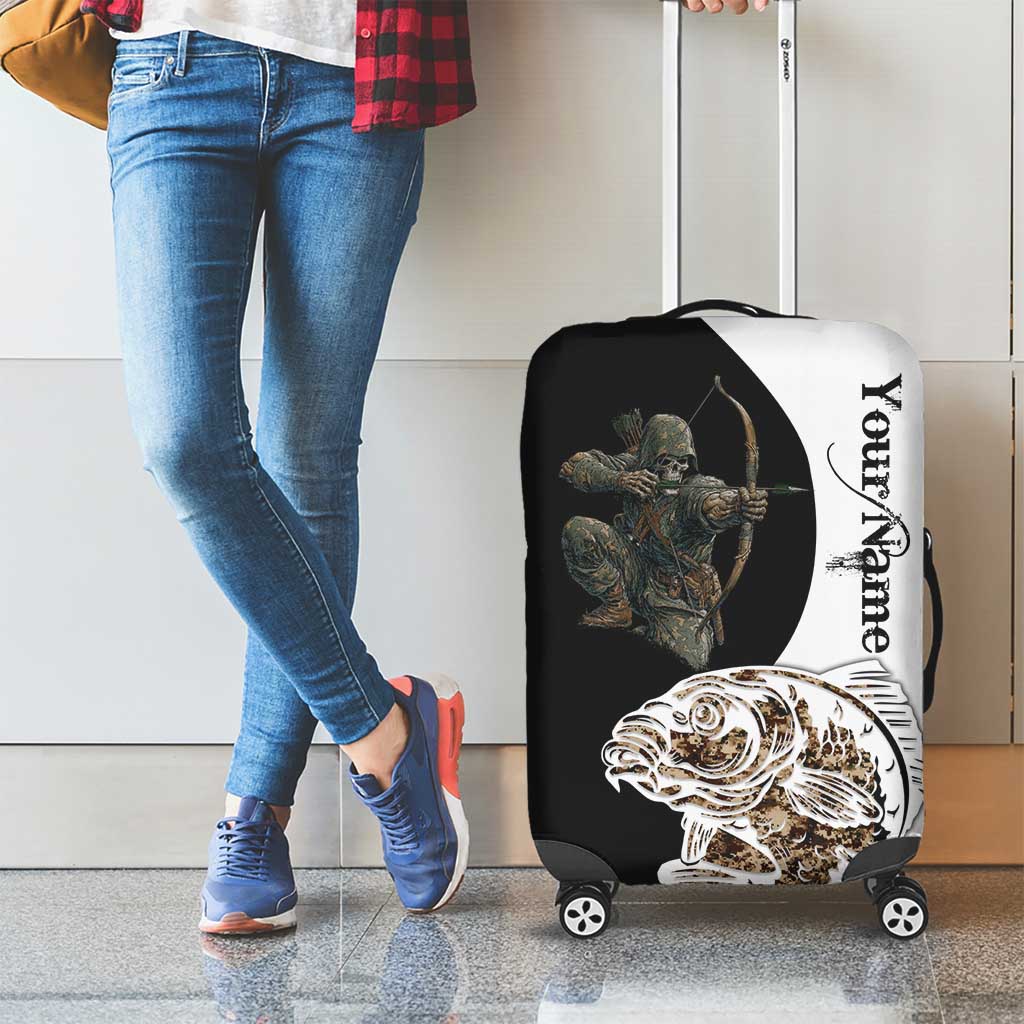 Carp Hunter Bowfishing Customize Name Luggage Cover Camouflage Archer Graphic and Black White Split Layout TS04