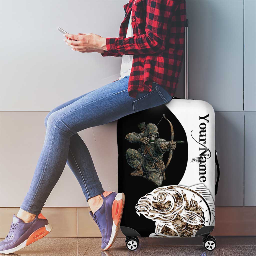 Carp Hunter Bowfishing Customize Name Luggage Cover Camouflage Archer Graphic and Black White Split Layout TS04