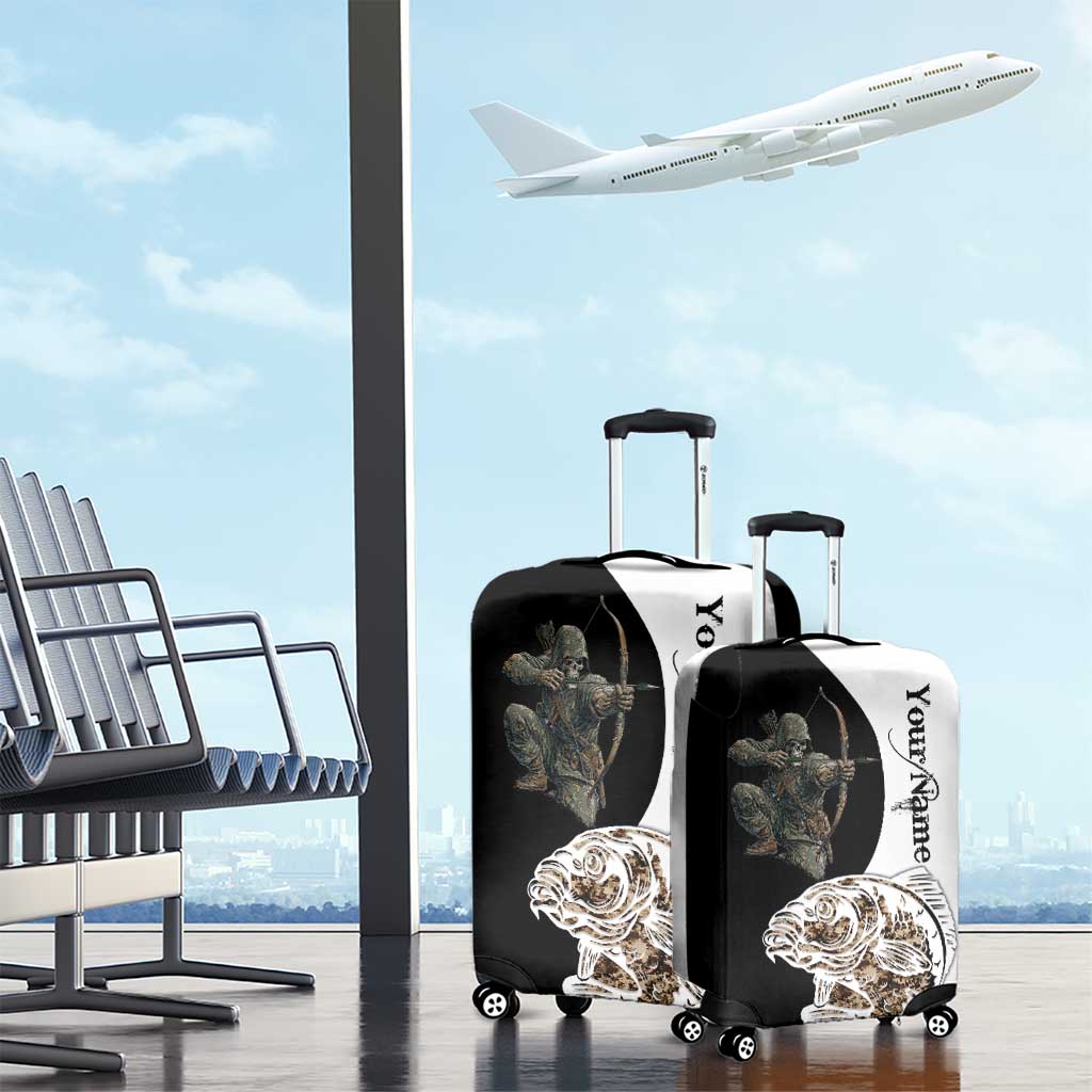 Carp Hunter Bowfishing Customize Name Luggage Cover Camouflage Archer Graphic and Black White Split Layout TS04