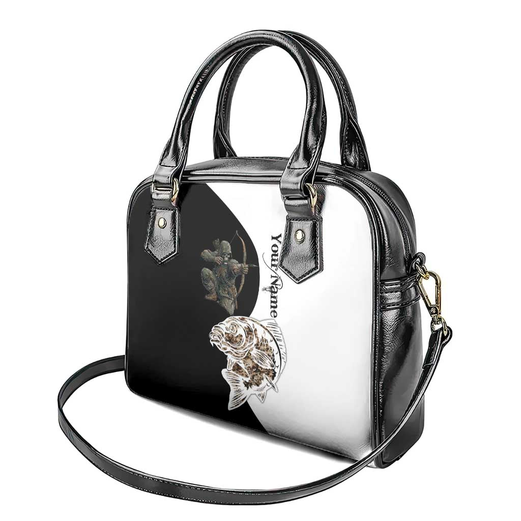 Carp Hunter Bowfishing Customize Name Shoulder Handbag Camouflage Archer Graphic and Black White Split Layout TS04