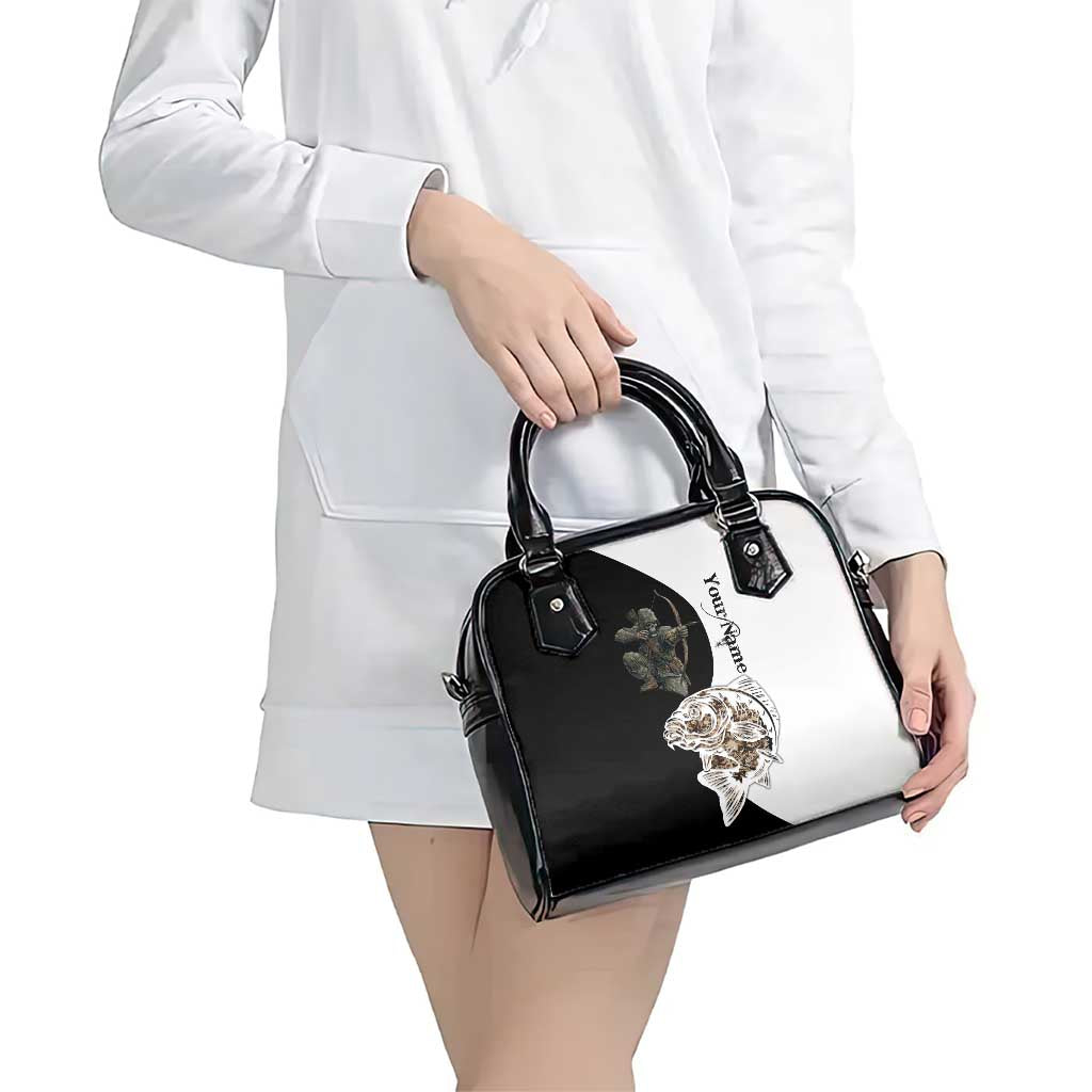 Carp Hunter Bowfishing Customize Name Shoulder Handbag Camouflage Archer Graphic and Black White Split Layout TS04