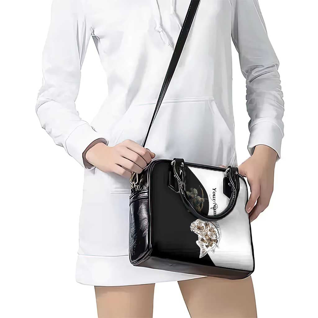 Carp Hunter Bowfishing Customize Name Shoulder Handbag Camouflage Archer Graphic and Black White Split Layout TS04