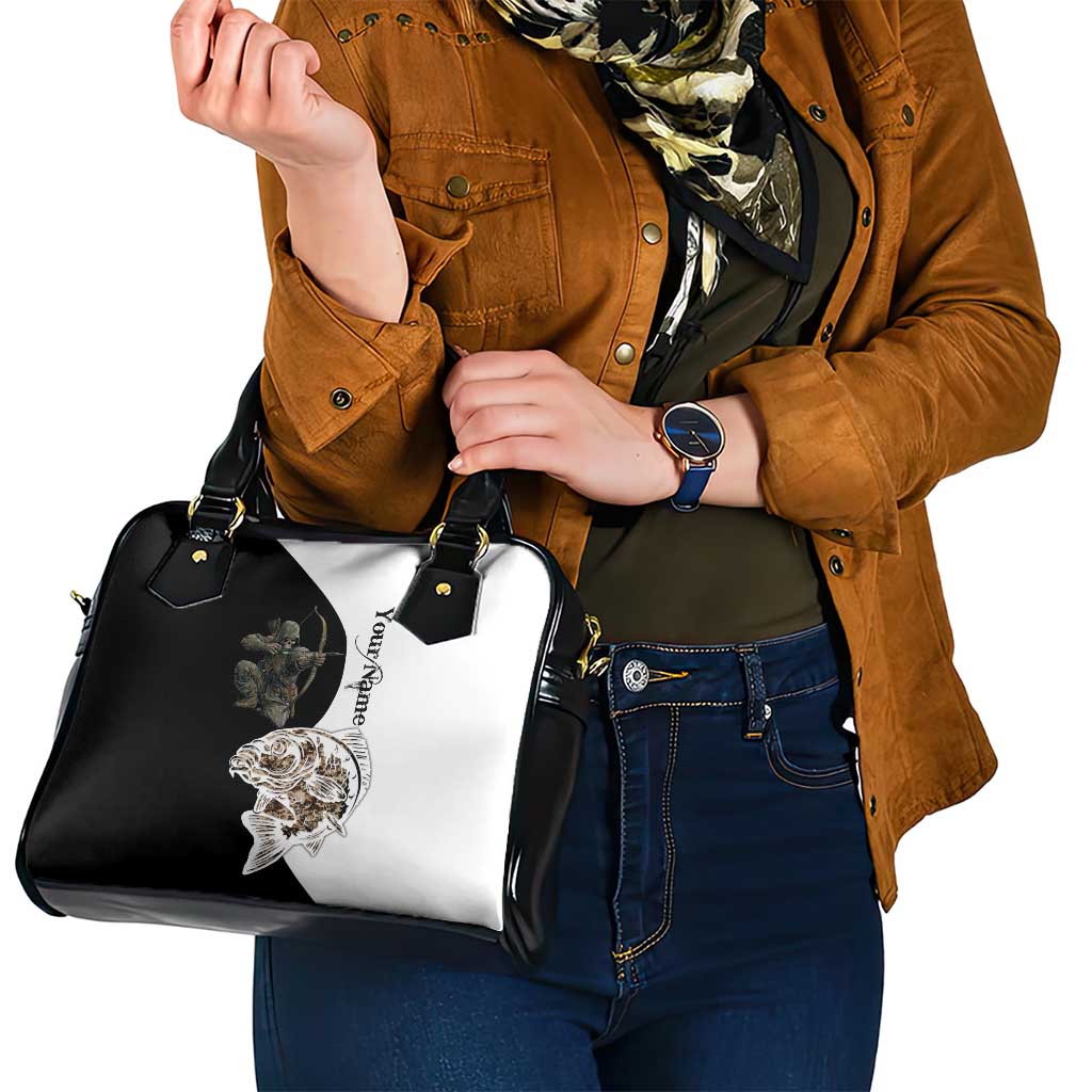 Carp Hunter Bowfishing Customize Name Shoulder Handbag Camouflage Archer Graphic and Black White Split Layout TS04