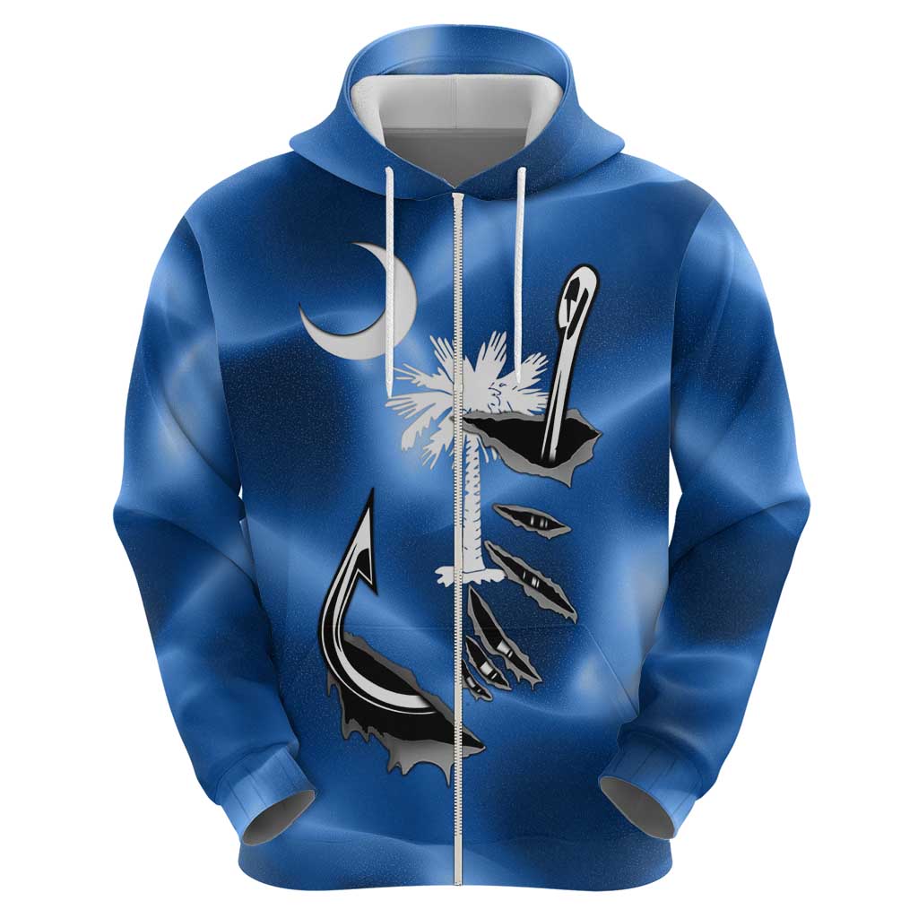 Fishing Custom South Carolina Flag Hoodie Fish Hook Graphic in Blue Gradient Design TS04