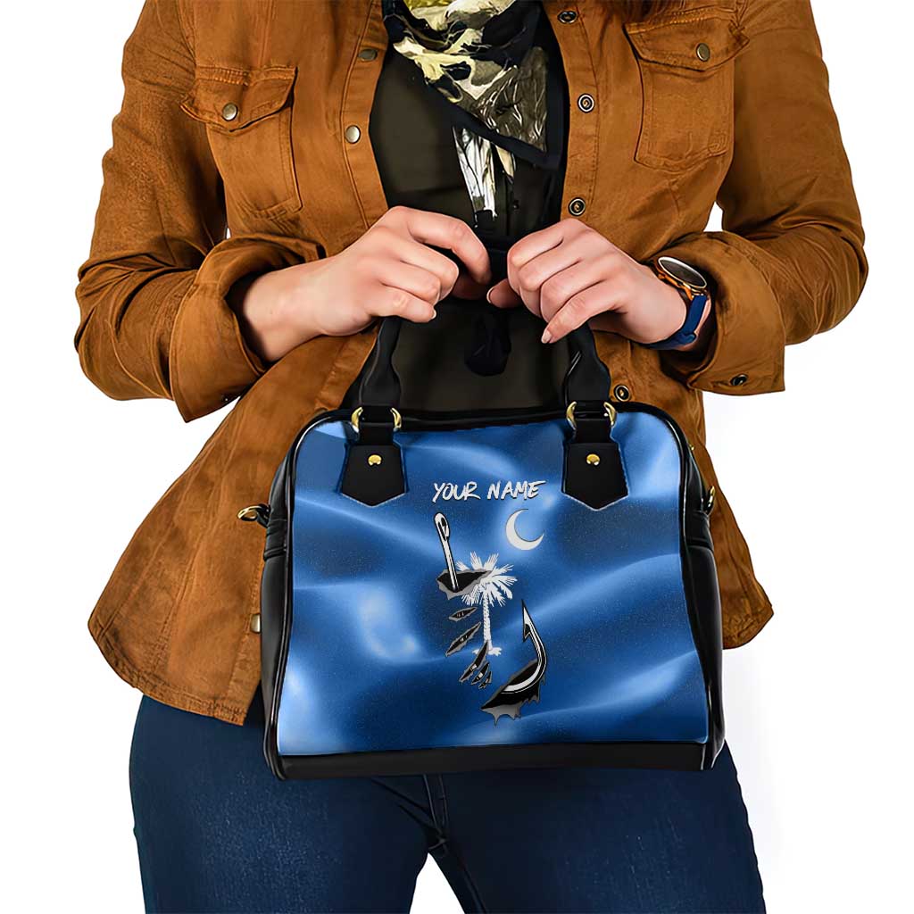 Fishing Custom South Carolina Flag Shoulder Handbag Fish Hook Graphic in Blue Gradient Design TS04