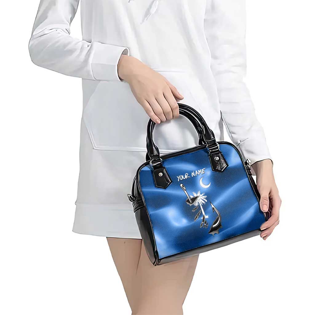 Fishing Custom South Carolina Flag Shoulder Handbag Fish Hook Graphic in Blue Gradient Design TS04