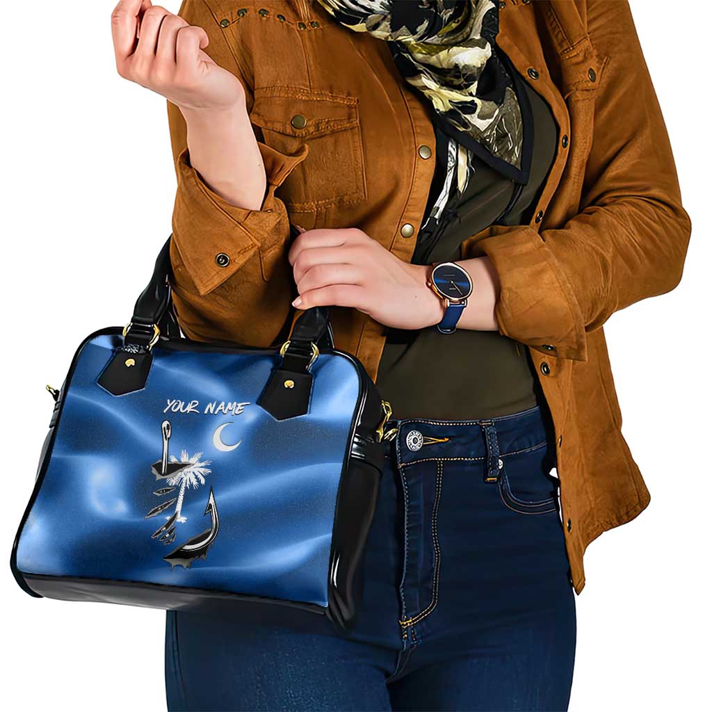 Fishing Custom South Carolina Flag Shoulder Handbag Fish Hook Graphic in Blue Gradient Design TS04