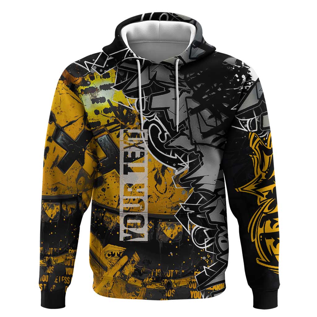 Hip Hop Street Style Hoodie Yellow and Black Graffiti and Urban Skull Character Design TS04