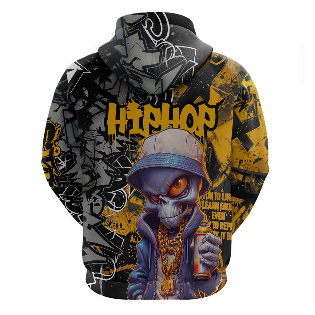 Hip Hop Street Style Hoodie Yellow and Black Graffiti and Urban Skull Character Design TS04
